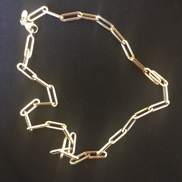 14k gold paperclip chain link necklace 18" - Picture 10 of 12